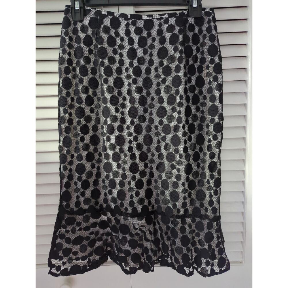 Vintage Drama Black Lace Overlay Pencil  Skirt -Sz 2